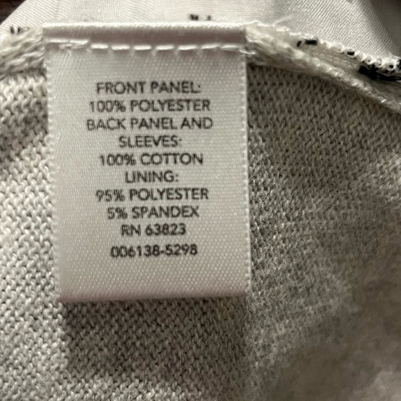 Christopher & Banks Gray White Black Floral 3/4 Sleeve Button Cardigan Sweater M - Picture 6 of 8